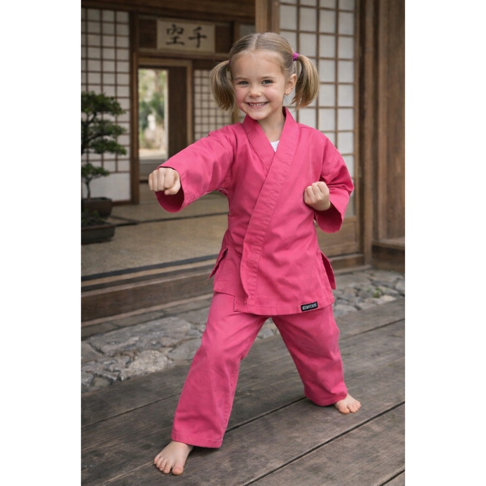 Century Martial Arts Gi Set Pink Karate Taekwondo Uniform Size 00 Kids Top Pants
